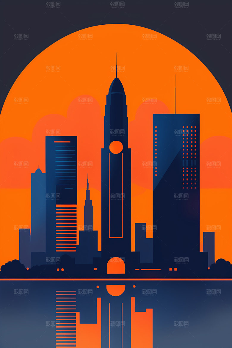 城市都市楼房插画
