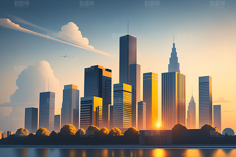 城市简约都市插画