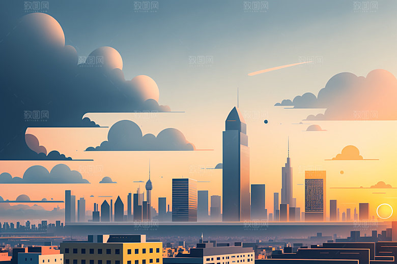 城市大厦楼房插画