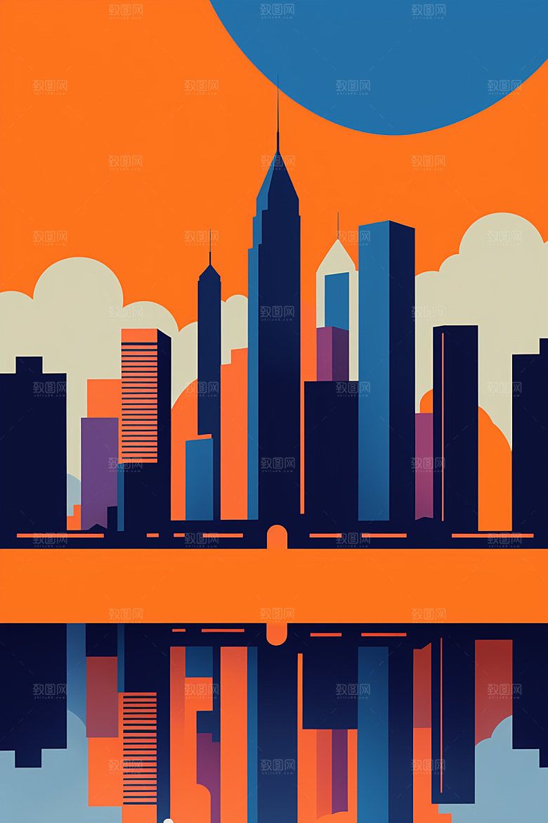 城市简约都市插画