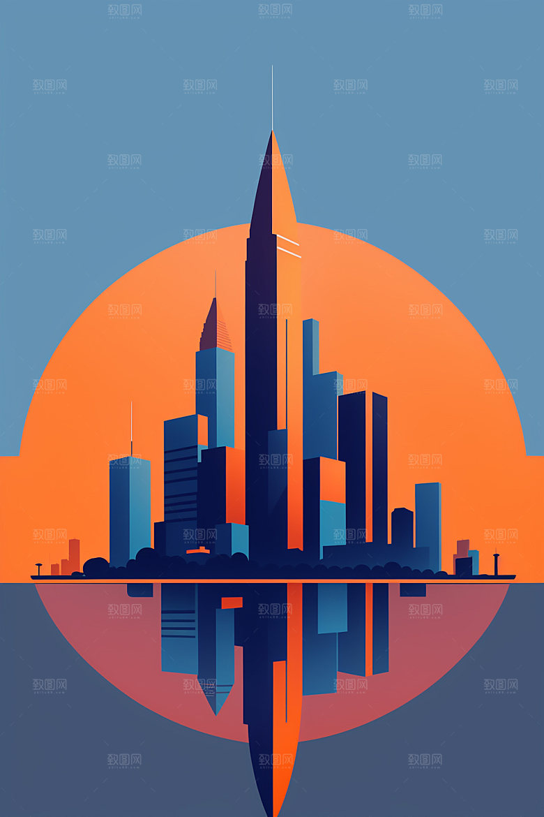城市都市楼房插画