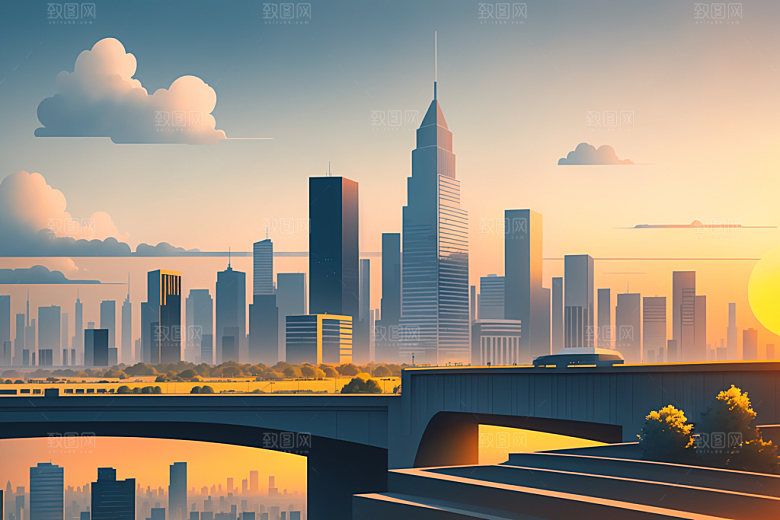 城市大厦都市插画