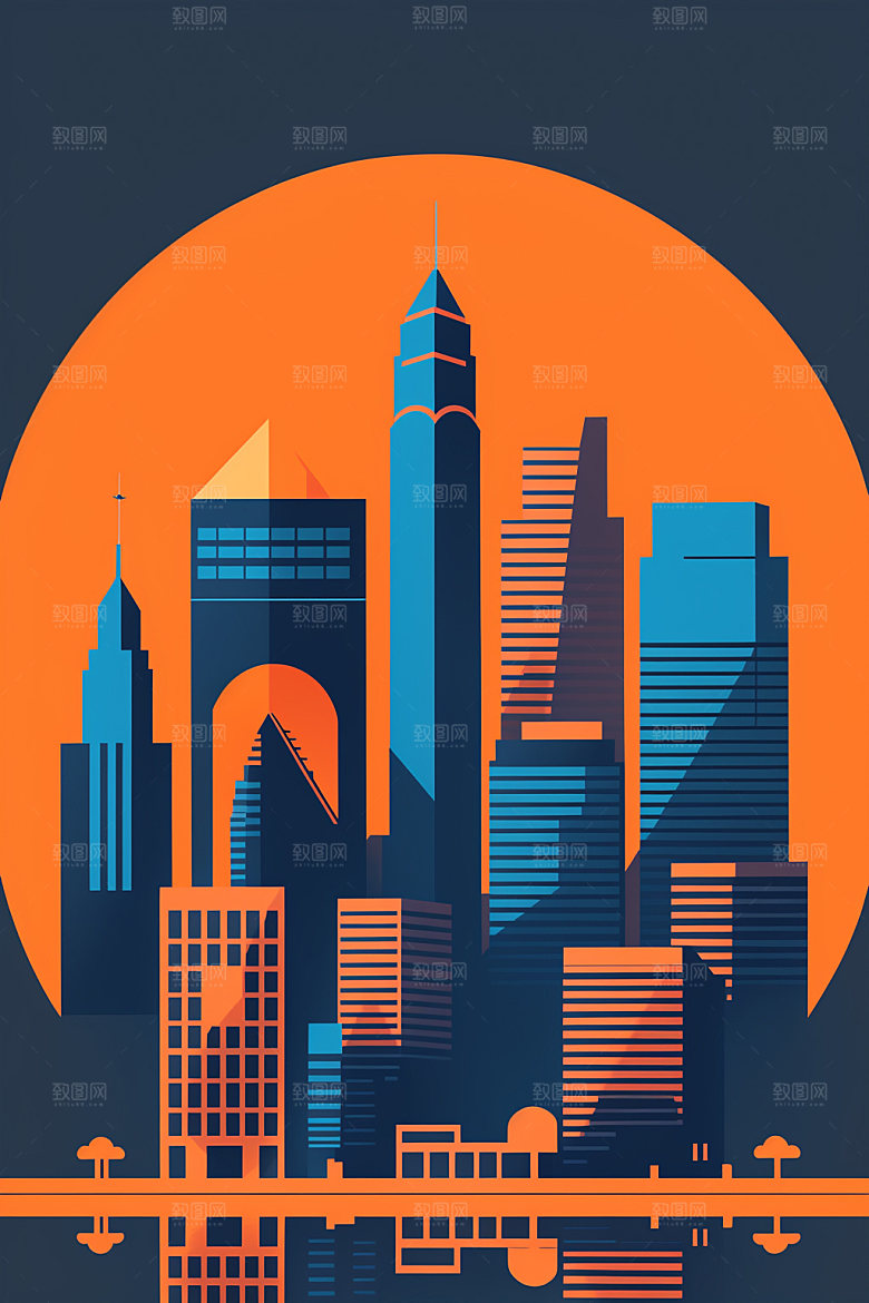 城市楼房都市插画