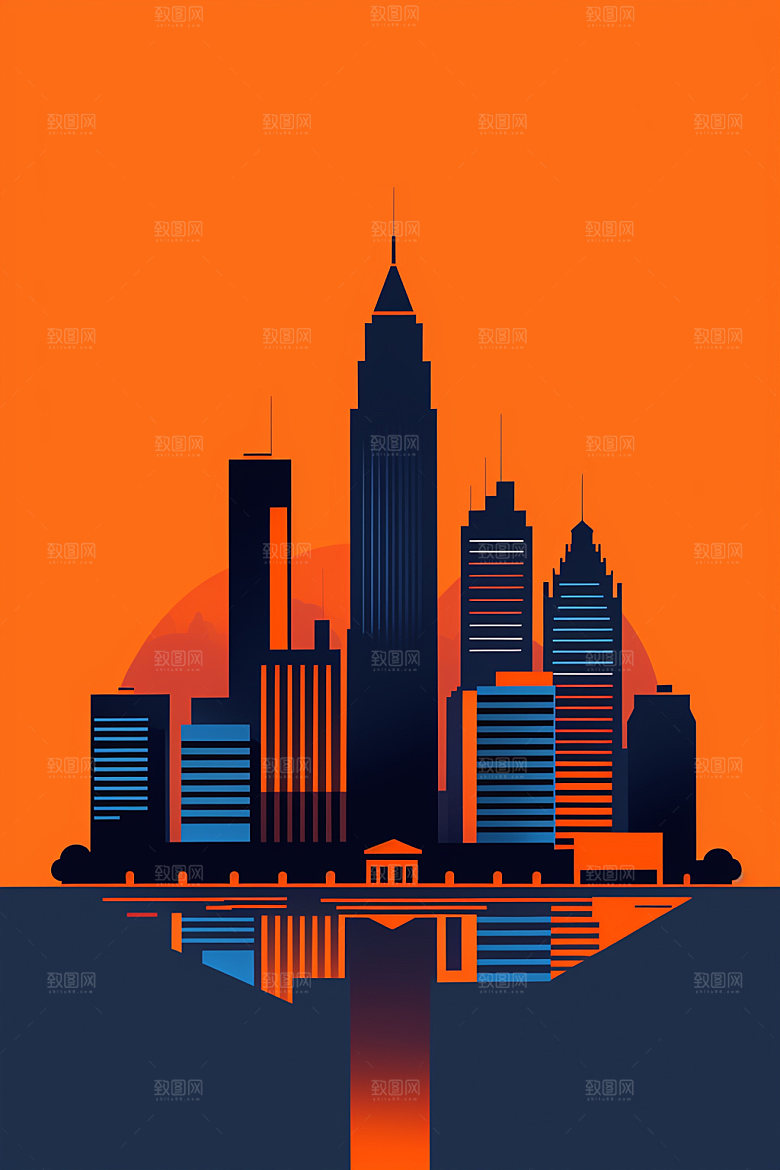 城市简约都市插画