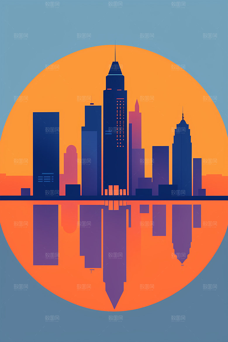 城市简约都市插画