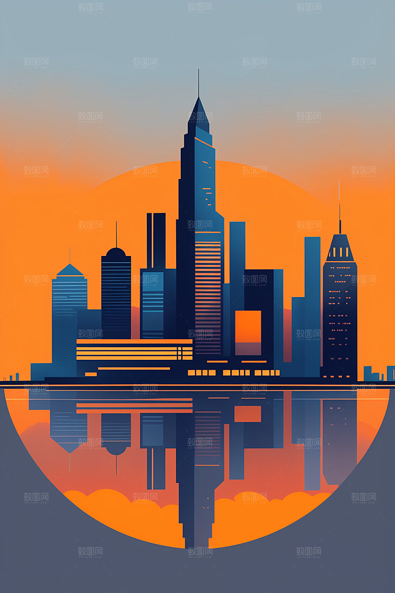 城市地标都市插画