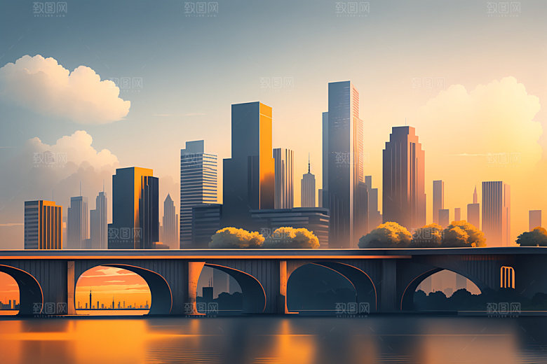 城市大厦楼房插画