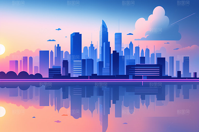 城市简约都市插画
