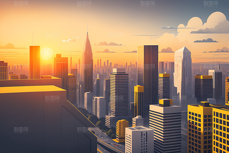 城市艺术地标插画