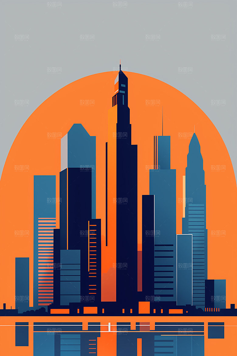 城市地标都市插画