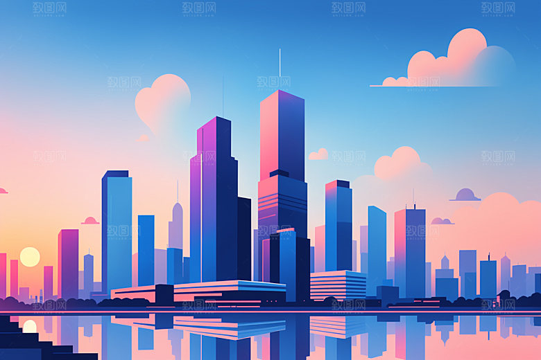 城市艺术地标插画