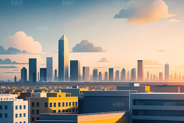 城市楼房大厦插画