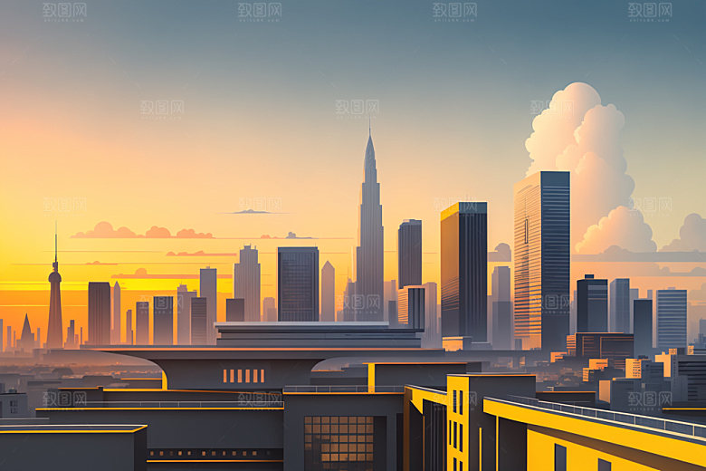 城市简约都市插画