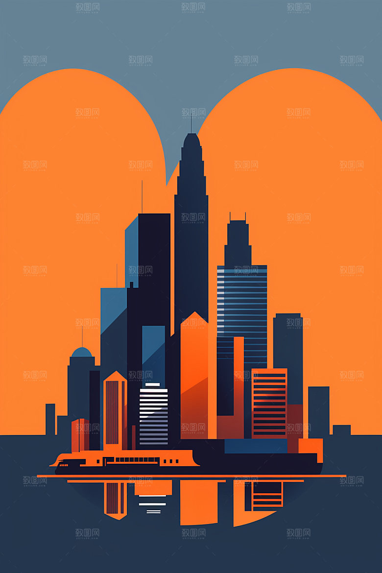 城市大厦艺术插画