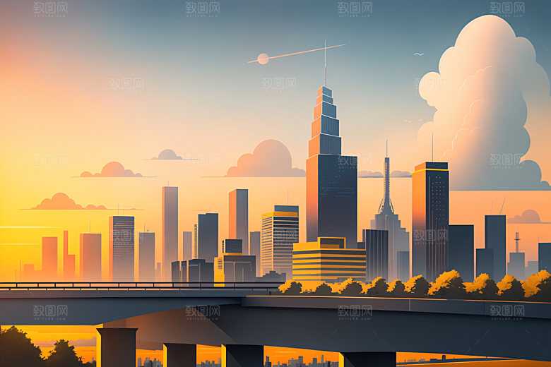 城市都市简约插画
