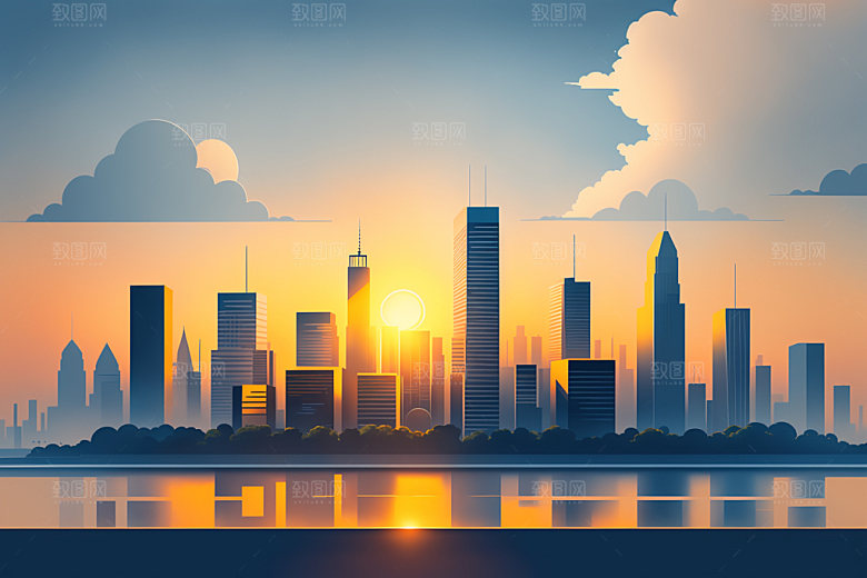 城市简约都市插画