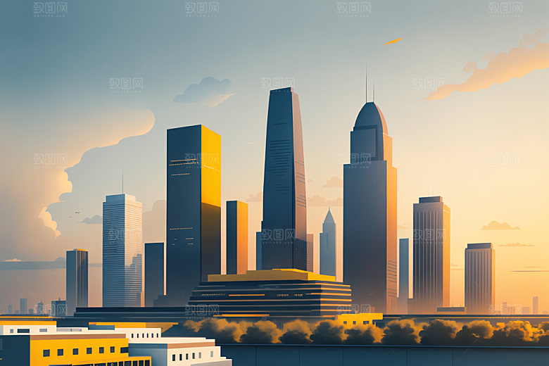 城市楼房都市插画