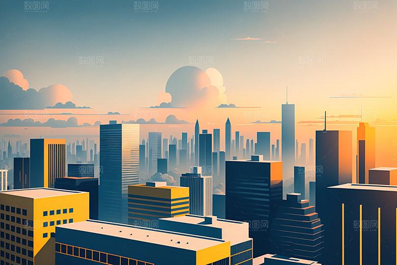 城市大厦楼房插画