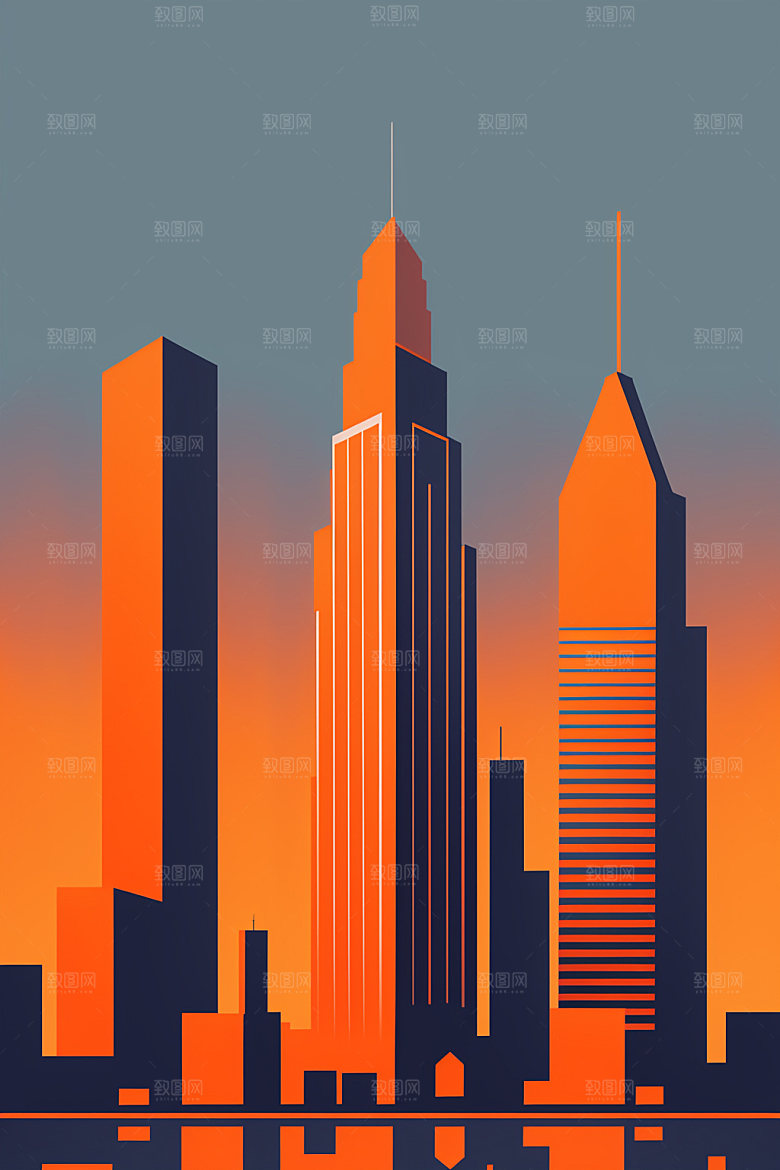 城市都市扁平风插画