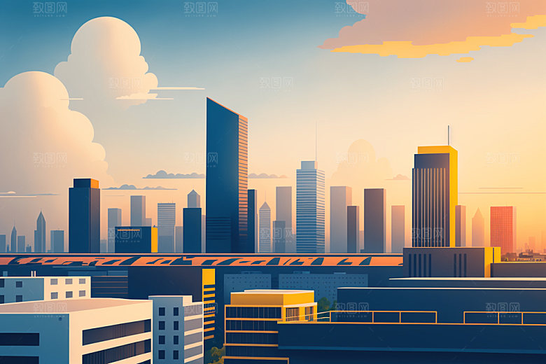 城市都市简约插画