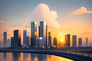 城市简约都市插画
