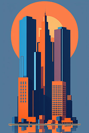 城市楼房都市插画