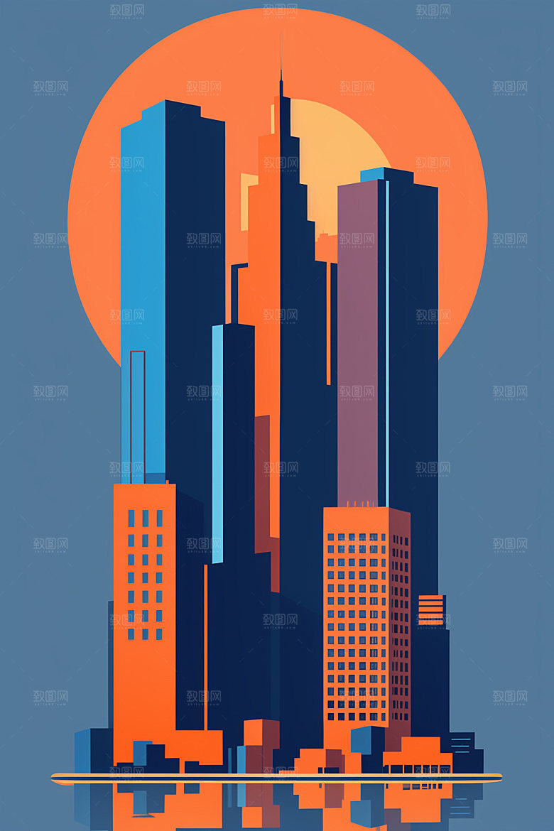 城市楼房都市插画