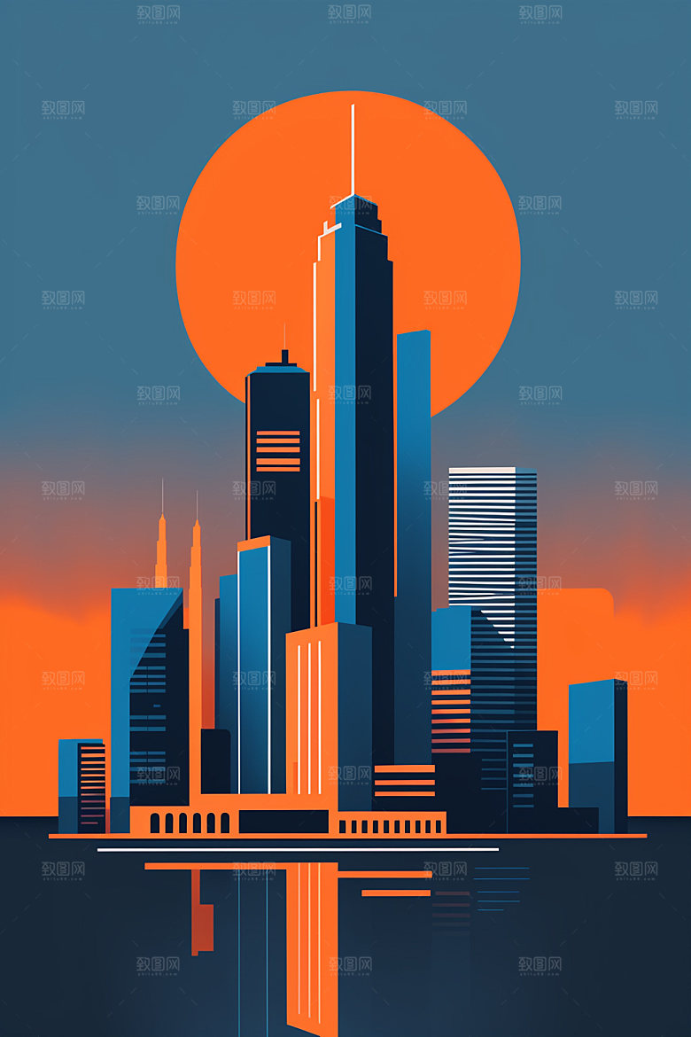 城市都市扁平风插画