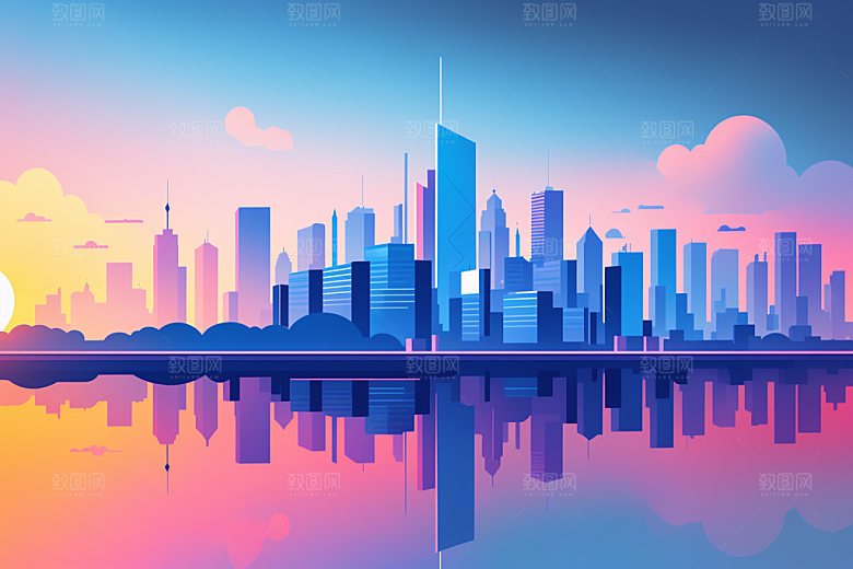 城市都市大厦插画