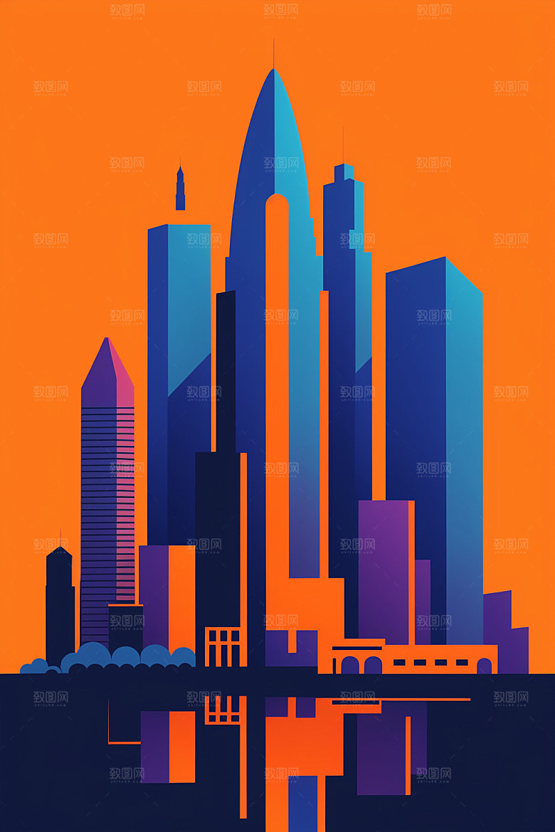 城市都市艺术插画