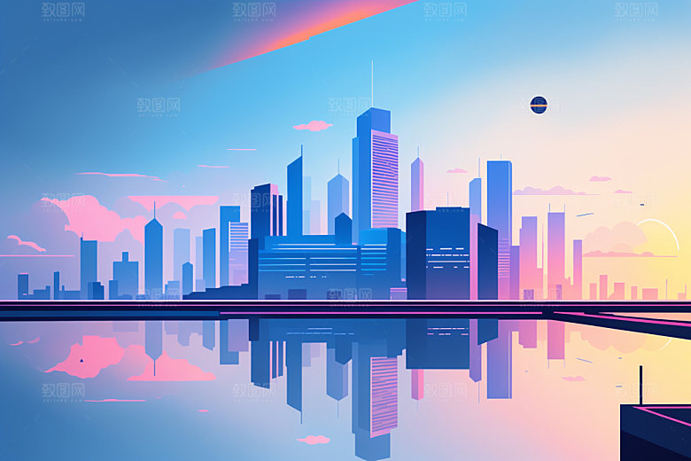 城市大厦摩天大楼插画