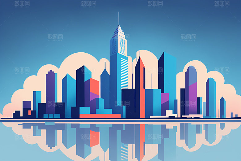 城市都市扁平风插画