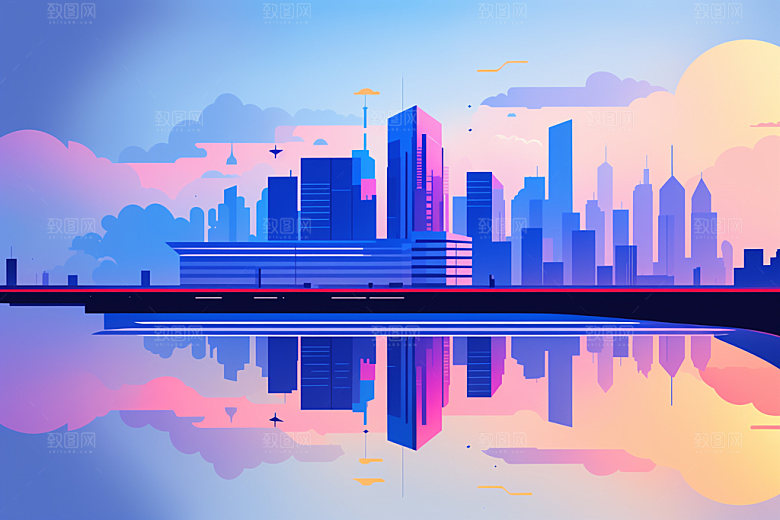 城市大厦楼房插画