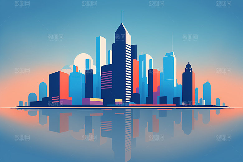 城市楼房简约插画