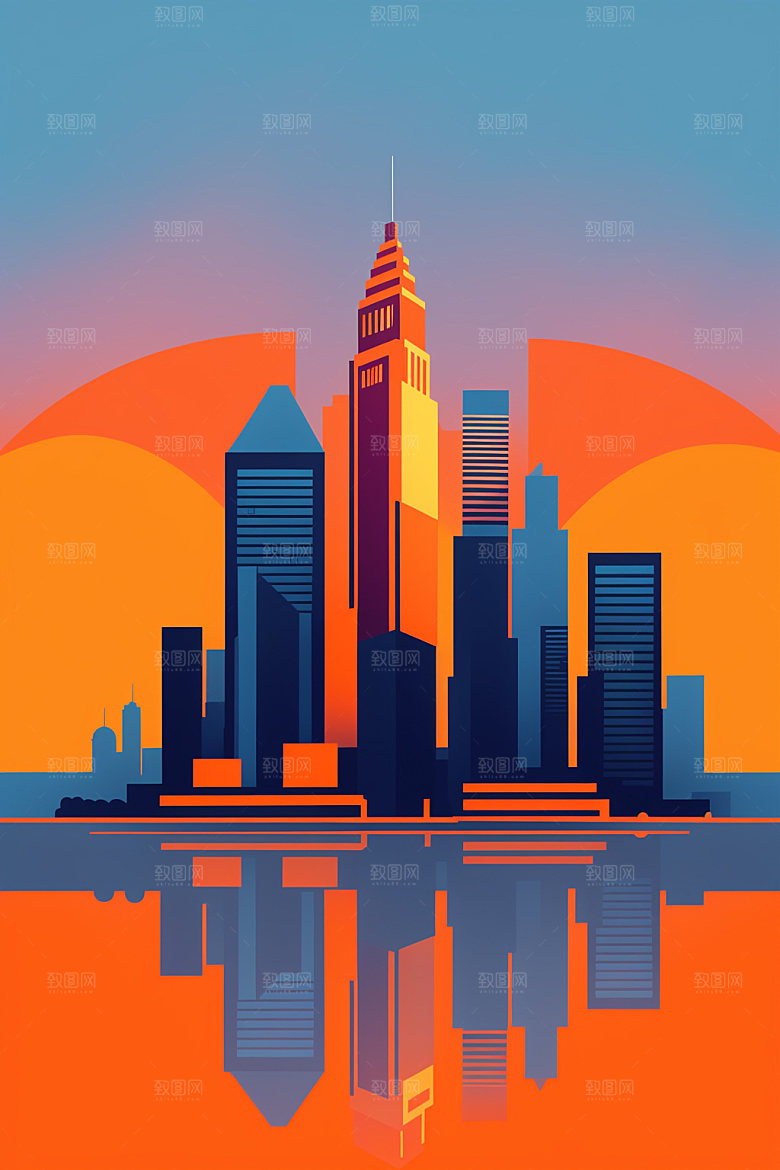 城市都市扁平风插画