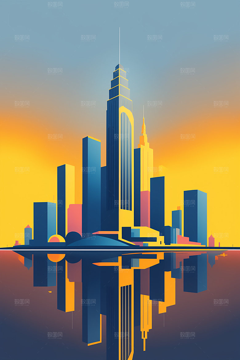 城市都市扁平风插画