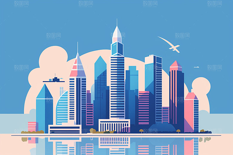 城市大厦摩天大楼插画