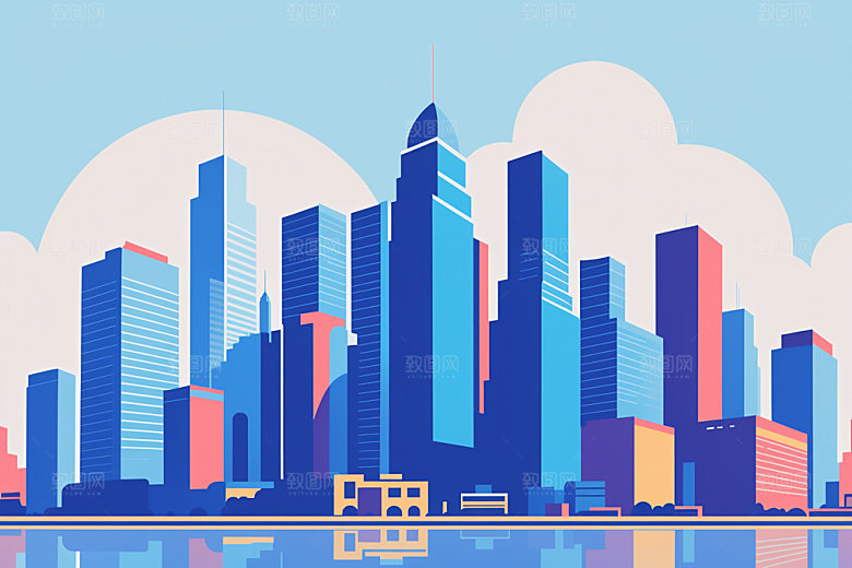 城市都市大厦插画
