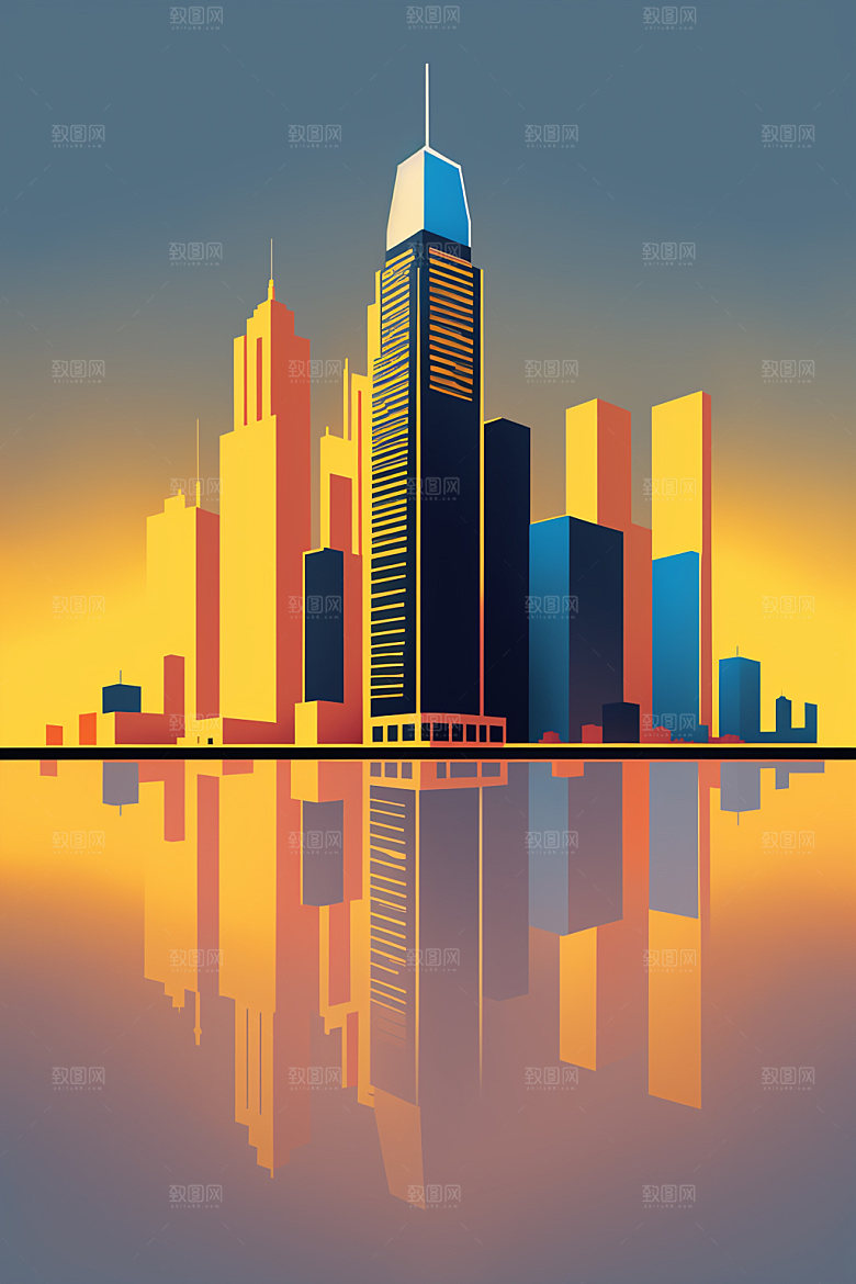 城市楼房都市插画