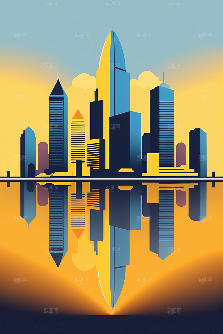 城市都市大厦插画