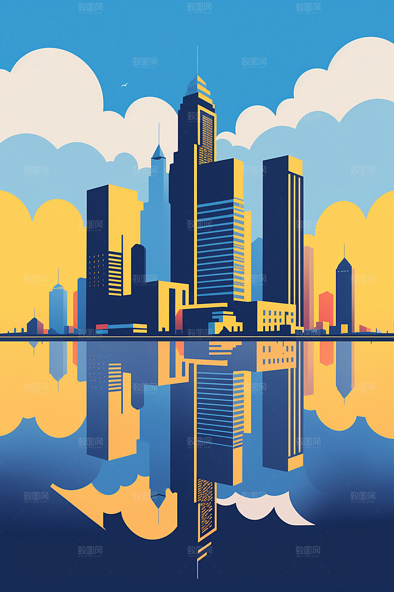 城市楼房都市插画