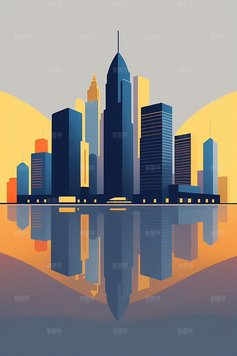 城市都市楼房插画