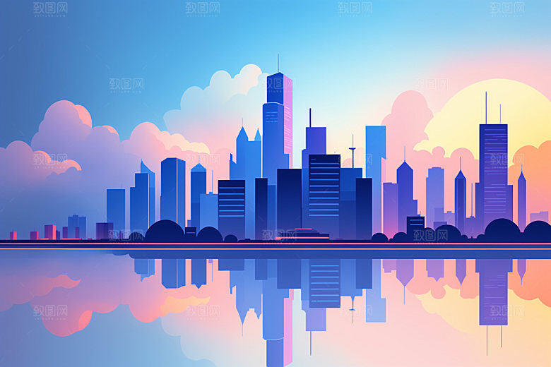城市简约都市插画