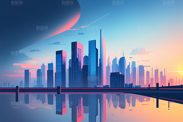 城市都市扁平风插画