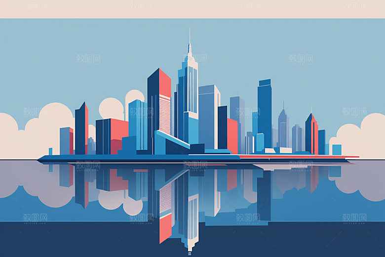 城市楼房都市插画
