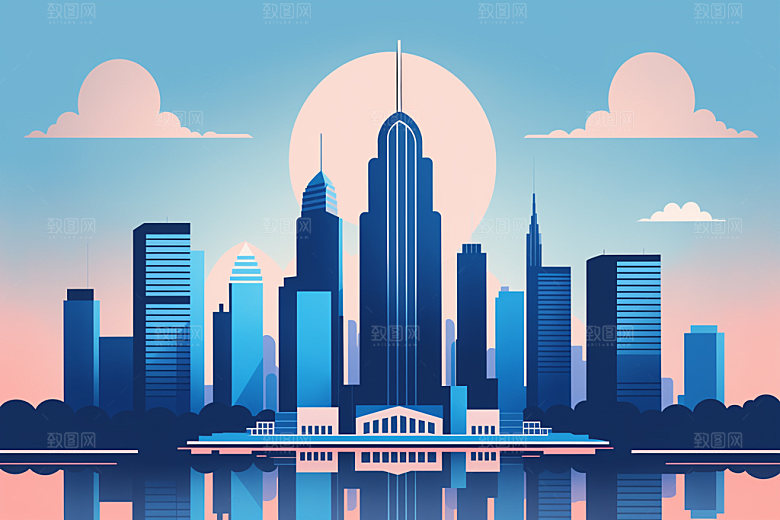 城市都市楼房插画