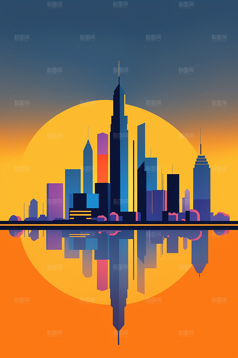 城市都市艺术插画