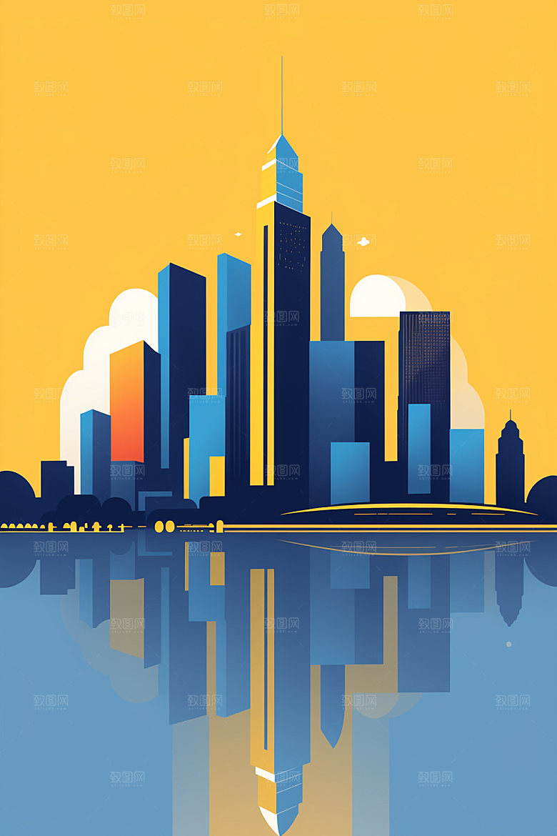 城市大厦楼房插画
