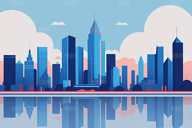 城市楼房简约插画