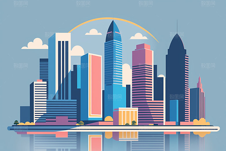 城市大厦楼房插画